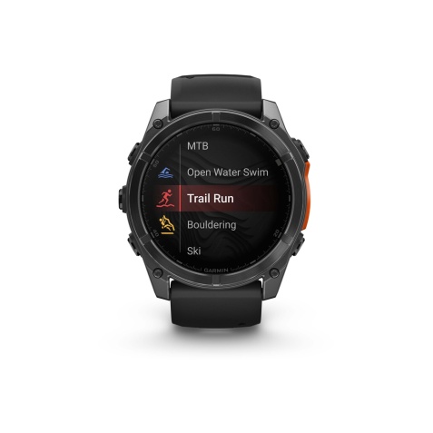 Montre connectée Garmin fenix 8 AMOLED 51mm Acier Gray avec bracelet noir