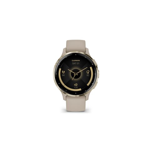 Montre connectée Garmin Venu 3S, Soft Gold avec bracelet lin