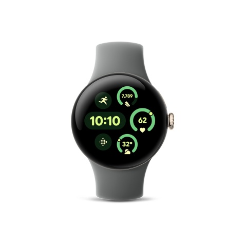 Montre connectée Google PIXEL WATCH 3 41MM 4G LTE CHAMPAGNE DORE BRACELET VERT SAUGE
