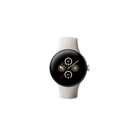 Montre connectée Google Pixel Watch 2 – Boîtier en aluminium Argent Poli – Bracelet sport Porcelaine – 4G LTE