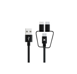 Câble téléphone portable Wefix Cable 3 en 1 noir 1 mètre
