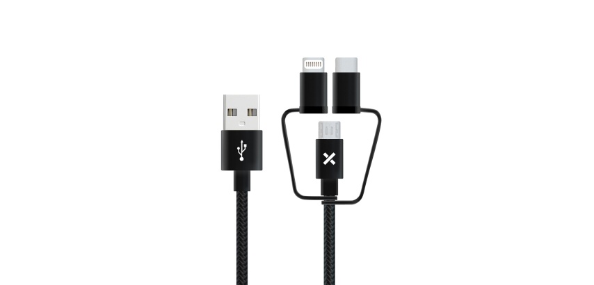 Câble téléphone portable Wefix Cable 3 en 1 noir 1 mètre
