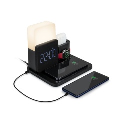 Chargeur pour téléphone mobile Bbc Base de charge induction 3 en 1 + Reveil + Lampe