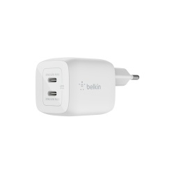 Chargeur pour téléphone mobile Belkin Double chargeur secteur USB-C GaN 45W, blanc