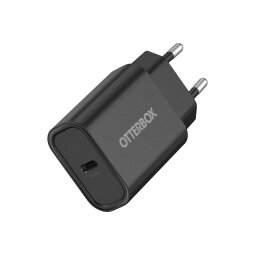 Chargeur pour téléphone mobile Otterbox Chargeur mural 20W, 1 port USB-C antichoc, Power Delivery, charge rapide pour Smartphone, tablettes, NOIR