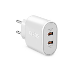 Chargeur pour téléphone mobile Sbs CV 20W 2USBC PD WH