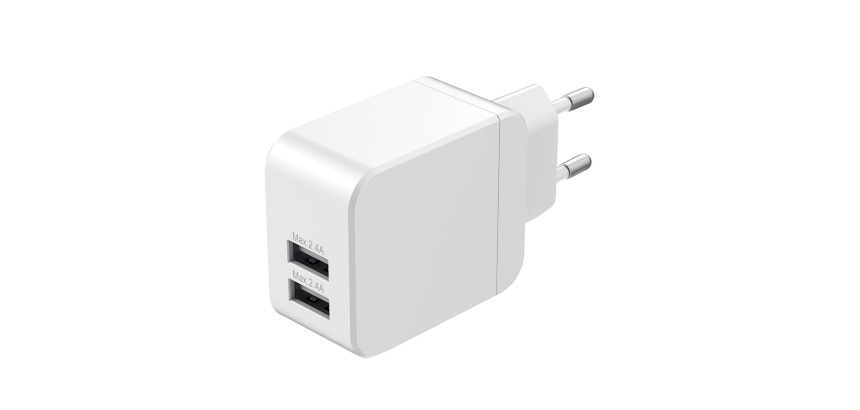 Chargeur pour téléphone mobile Wefix Chargeur secteur double USB-A 2.4A Blanc
