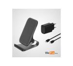 Chargeur pour téléphone mobile Wefix Pro Stand induction 15W avec cable USB-C et chargeur secteur 20W Noir