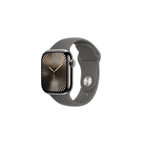 Apple watch Apple Apple Watch Series 10 GPS + Cellular 42mm Boîtier en Titane Naturel avec Bracelet Sport Gris Minéral - S/M