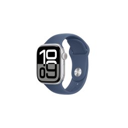 Apple watch Apple Apple Watch Series 10 GPS + Cellular 42mm Boîtier en Aluminium Argent avec Bracelet Sport Denim - M/L