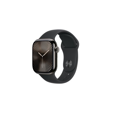 Apple watch Apple Apple Watch Series 10 GPS + Cellular 42mm Boîtier en Titane Ardoise avec Bracelet Sport Noir - S/M