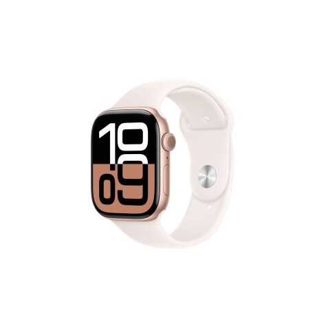 Apple watch Apple Apple Watch Series 10 GPS 42mm Boîtier en Aluminium Rose Gold avec Bracelet Sport Rose Tendre - S/M