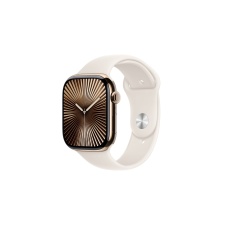 Apple watch Apple Apple Watch Series 10 GPS + Cellular 46mm Boîtier en Titane Or avec Bracelet Sport Lumière Stellaire - M/L