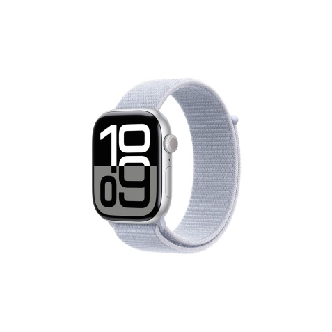 Apple watch Apple Apple Watch Series 10 GPS + Cellular 46mm Boîtier en Aluminium Argent avec Boucle Sport Nuée bleue