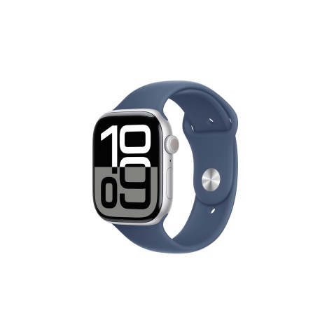 Apple watch Apple Apple Watch Series 10 GPS + Cellular 46mm Boîtier en Aluminium Argent avec Bracelet Sport Denim - S/M