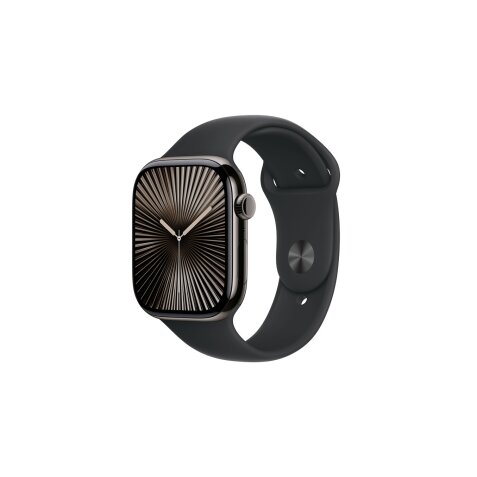 Apple watch Apple Apple Watch Series 10 GPS + Cellular 46mm Boîtier en Titane Ardoise avec Bracelet Sport Noir - M/L