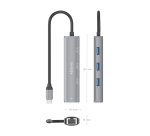 AISENS Dock USB-C A Ethernet Gigabit + Hub 2xUSB-C+1xUSB-A, Gris, 15cm