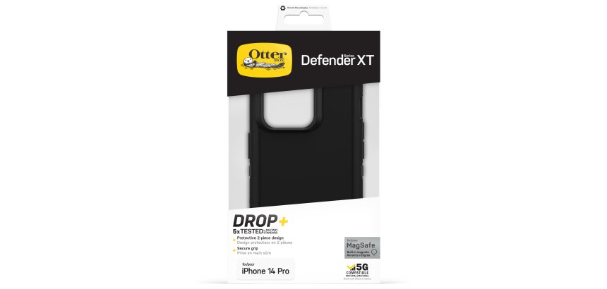 OtterBox Defender XT-hoes voor iPhone 14 Pro met MagSafe, schokbestendig, valbestendig, ultrarobuust, 5x getest volgens militaire standaard, Zwart