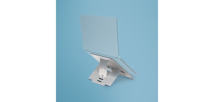 R-Go Tools Support pour ordinateur portable R-Go Riser Flexible, pliable et réglable, ergonomique, aluminium Hylite, argent