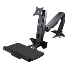 StarTech.com Zit Sta Monitor Arm - Verstelbare Sit-Stand Bureau Arm voor Single 27" Display - VESA Mount - Ergonomisch Full Motion Statafel Converter met Keyboard Tray