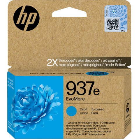 HP 937e Cartouche d’encre authentique Cyan EvoMore