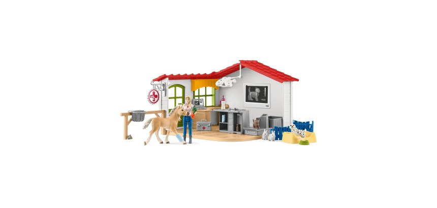 Boite de jeux schleich farm world clinique veterinaire    avec animaux domestiques