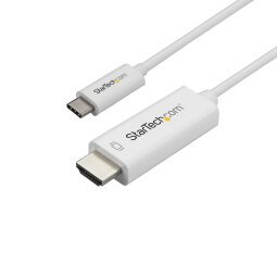 StarTech.com Cable de 1m USB C a HDMI - Cable Adaptador de Vídeo USB Tipo C a HDMI 2.0 4K de 60Hz - Compatible con Thunderbolt 3 - Portátil a Monitor HDMI - Modo Alt DP 1.2 HBR2 - Blanco