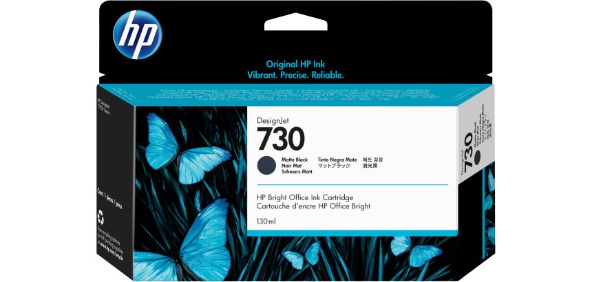 Cartouche HP730 DesignJet noir mat 130 ml pour imprimante jet d'encre