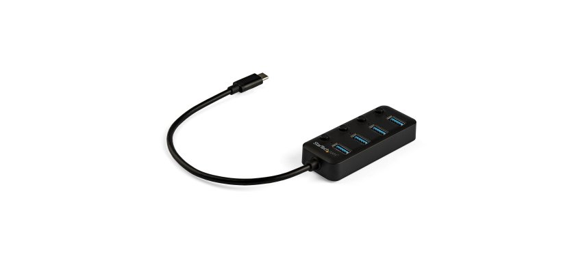 StarTech.com Hub USB C à 4 Ports Alimenté par le Bus avec Interrupteurs Marche/Arrêt Individuels, Hub d'Extension USB 3.0 (5 Gbps), Répartiteur USB-C vers USB-A pour Ordinateur de Bureau/Portable