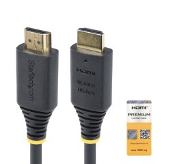 StarTech.com 50cm Premium Gecertificeerde High Speed HDMI Kabel, 4K 60Hz/1440p 144Hz, HDR10/HDCP 2.2/ARC, 18Gbps, UHD HDMI 2.0 Kabel voor TV/Monitor/Display, TPE Mantel