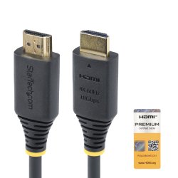 StarTech.com Cable HDMI Premium Certificado de Alta Velocidad de 50cm - 4K 60Hz - 144Hz - UHD - HDR10/HDCP 2.2/ARC - 18Gbps - Cable HDMI 2.0 para Monitor o TV - Recubrimiento TPE