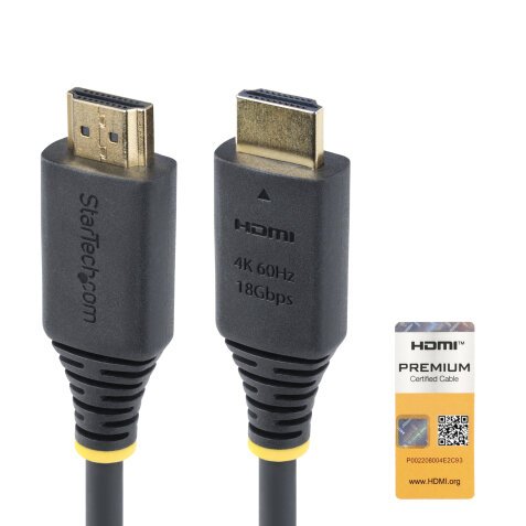 StarTech.com Cable HDMI Premium Certificado de Alta Velocidad de 50cm - 4K 60Hz - 144Hz - UHD - HDR10/HDCP 2.2/ARC - 18Gbps - Cable HDMI 2.0 para Monitor o TV - Recubrimiento TPE