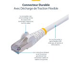 StarTech.com Câble Ethernet CAT8 Blanc de 1m, RJ45 Snagless, 25G/40G, 2000MHz, 100W PoE++, S/FTP, Fil de Cuivre Pur 26AWG, LSZH, Cordon de Raccordement Réseau Blindé avec Serre-Câble, Testé par Fluke Channel