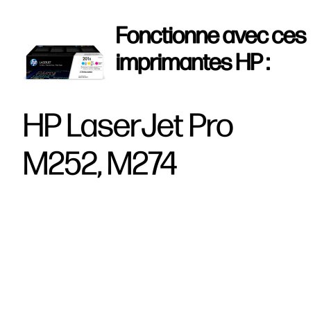 HP 201X LaserJet, lot de 3 cartouches de toner grande capacité authentiques, cyan/magenta/jaune