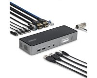 StarTech.com Station d'Accueil USB-C Triple Écran, Station de Recharge pour Ordinateur Portable 140 W pour MacBook Pro et Windows, HDMI 4K 60 Hz ou DisplayPort, TAA