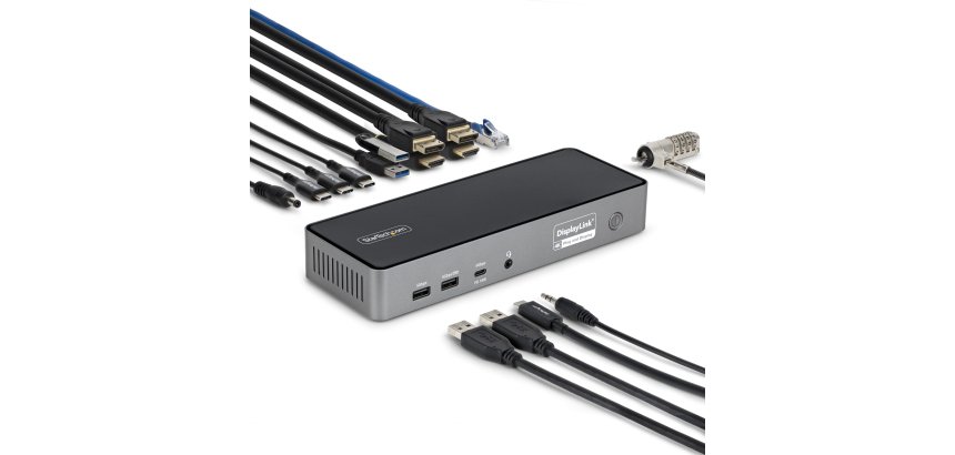 StarTech.com Station d'Accueil USB-C Triple Écran, Station de Recharge pour Ordinateur Portable 140 W pour MacBook Pro et Windows, HDMI 4K 60 Hz ou DisplayPort, TAA
