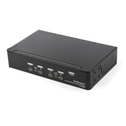 StarTech.com Switch Conmutador KVM de 4 Puertos DisplayPort - 4K 60Hz - para Una Pantalla - Switch KVM de 4 Puertos DP 1.2 con Hub Ladrón USB 2.0 y Audio - Dell, HP, Apple - TAA