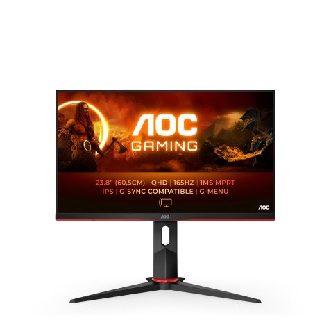 AOC G2 Q24G2A/BK LED display 60,5 cm (23.8") 2560 x 1440 pixels Quad HD LCD Noir, Rouge