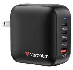 Verbatim Mini GaN Charger 100W 4 Port US plug with EU and UK adaptors