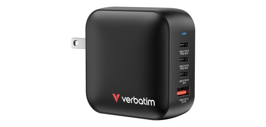 Verbatim Mini GaN Charger 100W Universel Noir Secteur Charge rapide Intérieure