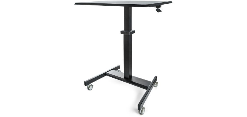 StarTech.com Mobile Standing Desk - Portable Sit Stand Ergonomic Height Adjustable Cart on Wheels - Rolling Computer/Laptop Workstation Table with Locking One-Touch Lift for Teacher/Student