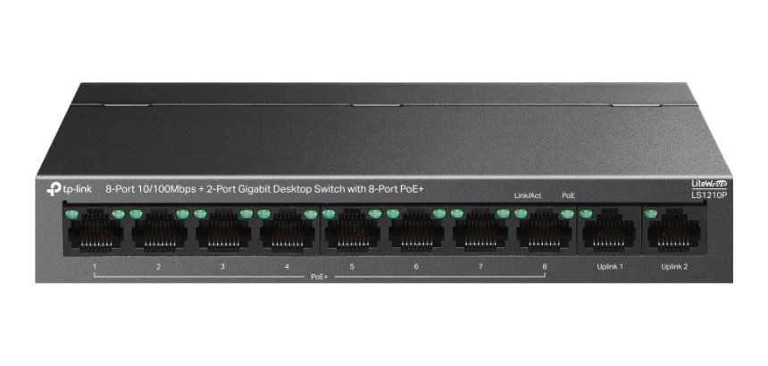 TP-Link LS1210P commutateur réseau Non-géré L2 Gigabit Ethernet (10/100/1000) Connexion Ethernet, supportant l'alimentation via ce port (PoE) Bureau Noir
