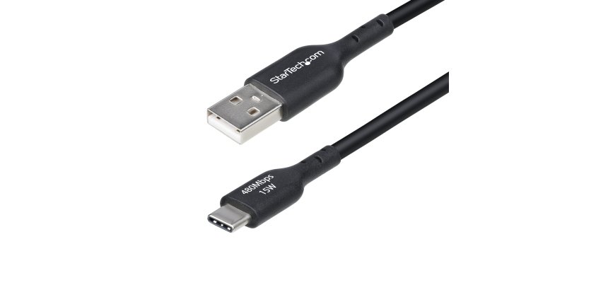 StarTech.com 3m (9.8ft) USB-A to USB-C Charging Cable, Charge & Sync, 3A, USB 2.0, TPE Jacket - Black USB Charging Cord