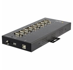 StarTech.com Hub Série 8 Ports USB vers RS232/RS485/RS422 - Convertisseur Industriel USB 2.0 vers DB9 - IP30 - Hub Série Métallique Montable sur Rail DIN - Protection ESD 15kV