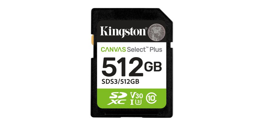 Kingston Technology 512 GB SDXC Canvas Select Plus Gen3 150 MB/s C10 UHS-I U3 V30