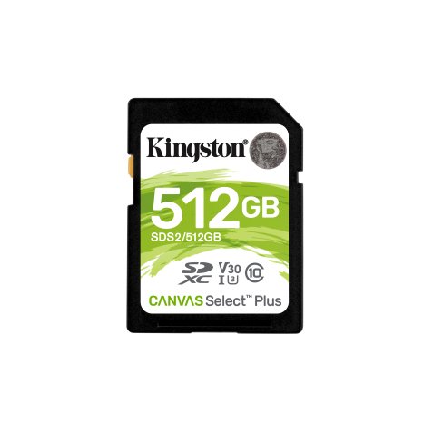Kingston Technology Tarjeta SDXC Canvas Select Plus 100R C10 UHS-I U3 V30 de 512 GB