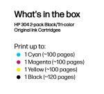 HP 304 - 2-pack - color (cyan, magenta, yellow), pigmented black - original - ink cartridge