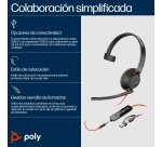 HP Poly Auriculares Poly Blackwire 5210 monaural USB-C + conector de 3,5 mm + adaptador USB-C/A