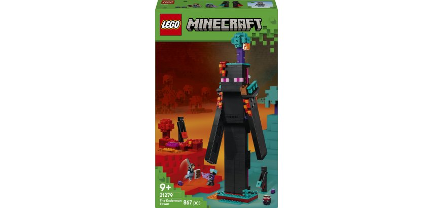 LEGO Minecraft 21279 2in1 La Torre dell'Enderman, Gioco Modulare Trasformabile in 2 Fortezze con 6 Personaggi per Bambini 9+