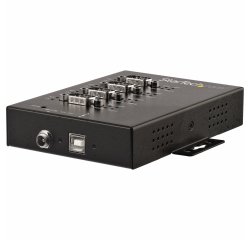 StarTech.com Adaptador Hub Serie RS232/RS485/RS422 a 4 puertos USB - Convertidor Ladrón USB 2.0 a Serial DB9 - IP30 - de Montaje en Carril DIN - Protección ESD de 15kV